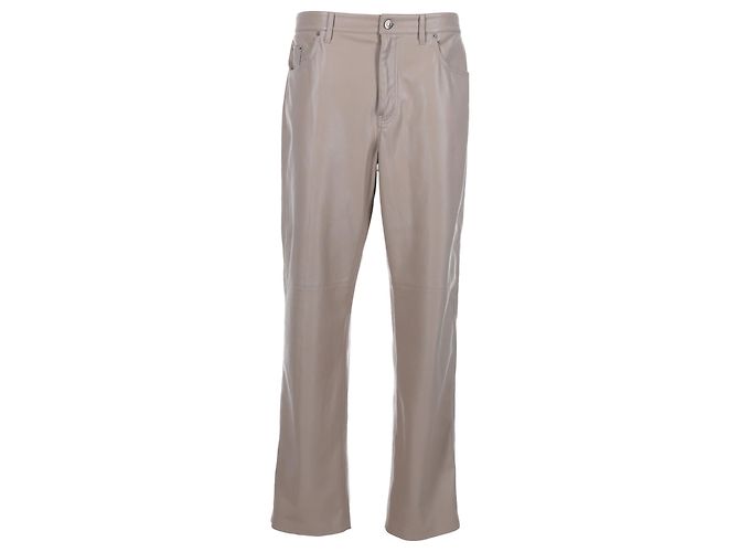 Nanushka Nanuska Semi-Flared Leg Pants in Beige Polyester