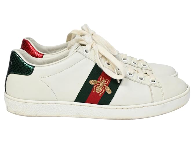 sepatu gucci gucci white bee trainers