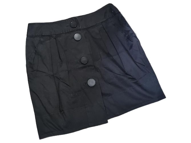 Tara Jarmon Black Cotton Skirt Suit