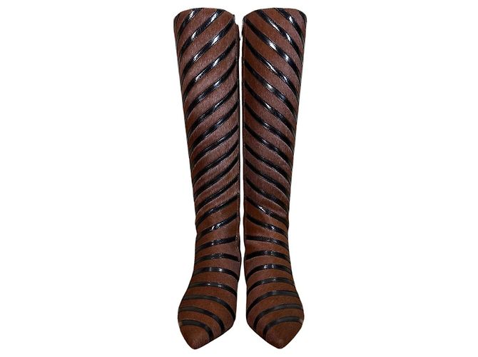 Botas Sonia Rykiel de salto kitten listradas em pelo de pônei Multicor