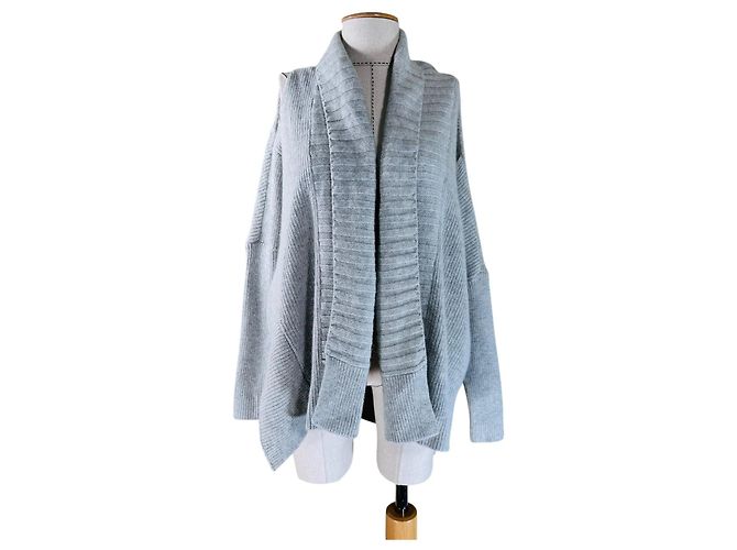 All Saints Able Cardigan offene Schultern Grau