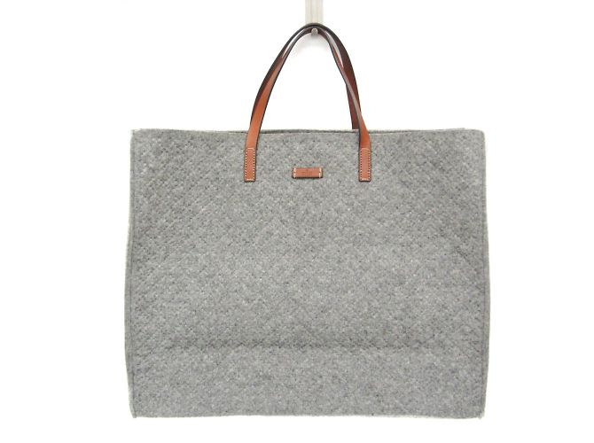 Bolsa tote de couro e feltro Gucci Marrom