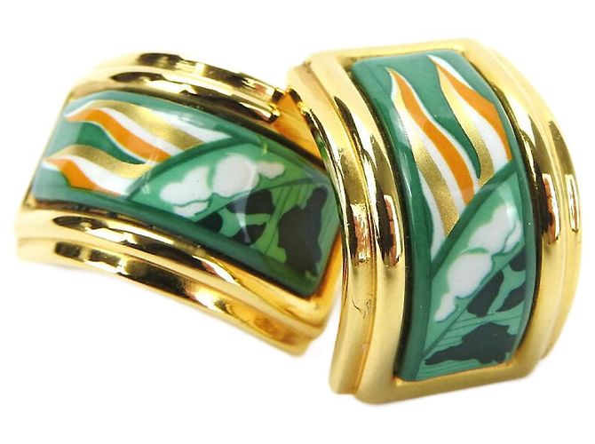 Boucles d'oreilles clip Kara d'Hermès Doré Vert 