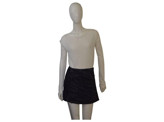 Ganni Zebra Pattern Denim Mini Wrap Skirt Dark Grey Size 36
