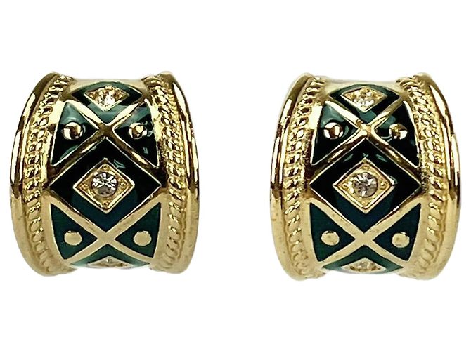Orecchini a clip oro e verde Burberry