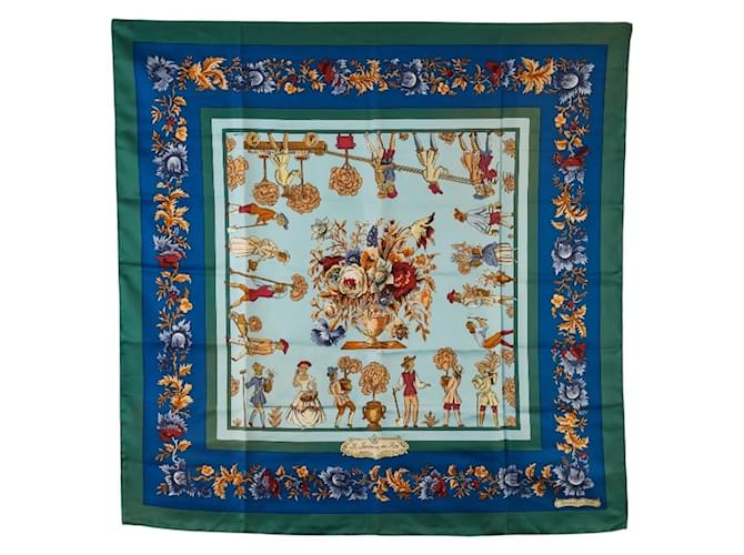 Hermès Carré 90 Les Jardiniers du Roy Écharpe de Jardinier Soie Multicolore Vert  ref.2006197