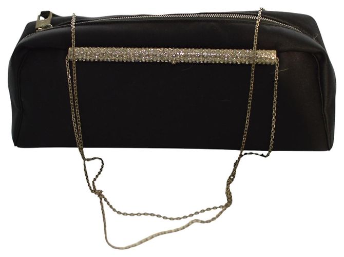 Gianni Versace Bolsa de cetim preto com cristais