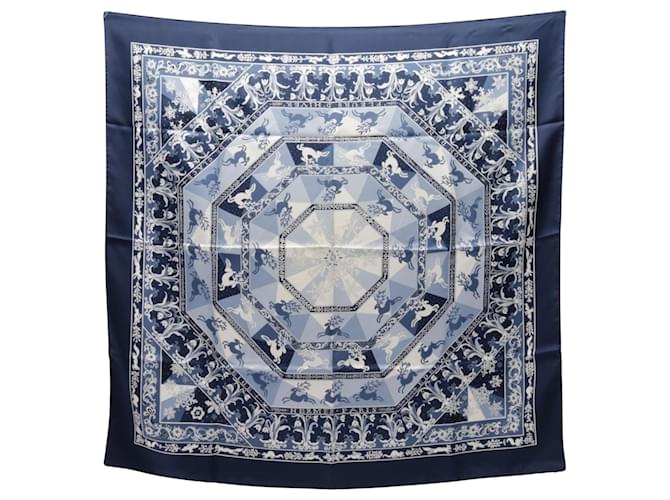 Hermès Carré 90 Blue Silk  ref.2006622