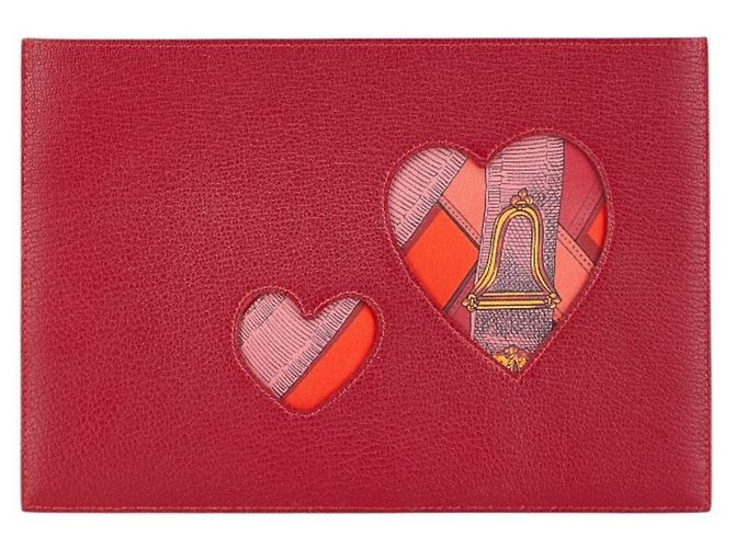 Silk In Hermès Hermes Petite H Seidentasche in Herzform Rot Bordeaux