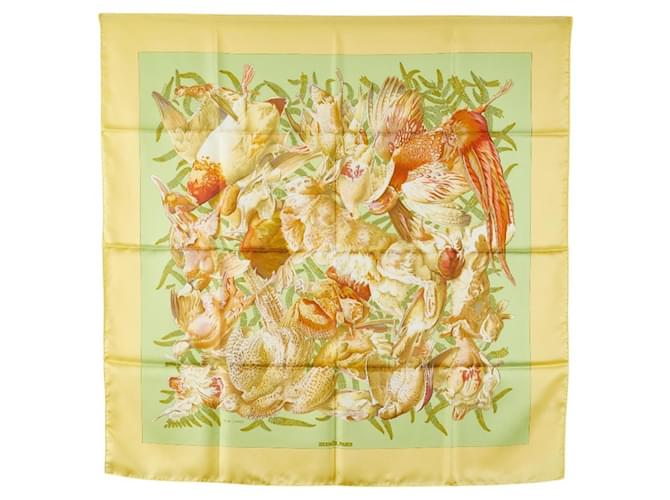 Hermès Écharpe Hermes Carre 90 H de LINARES Soie Multicolore Jaune  ref.2006854