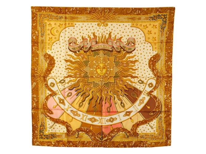 Hermès Écharpe Hermes Carre 90 GLORIA SOLI Soie Multicolore Jaune  ref.2006871