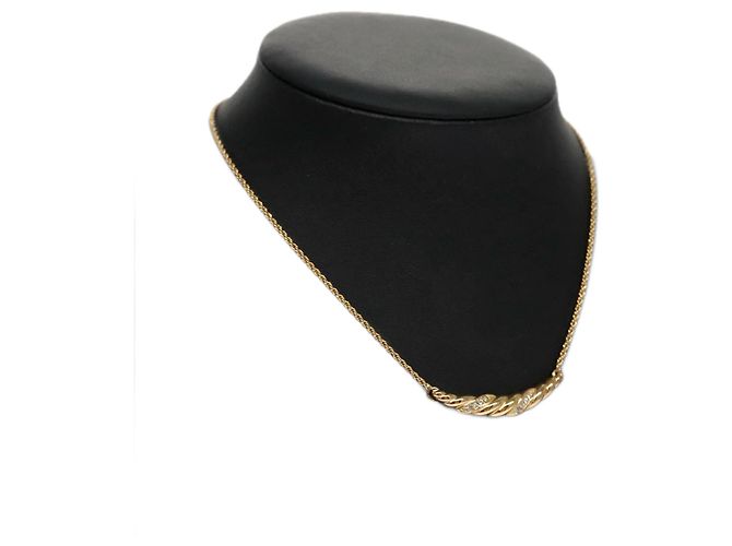 Collana Christian Dior metallo oro Auth FF6533 D'oro