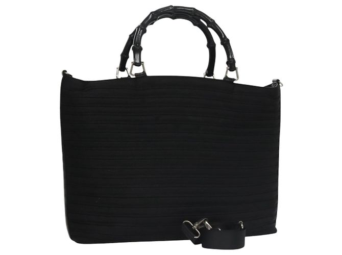 GUCCI Bamboo Handtasche Nylon 2way schwarz Auth ep7254