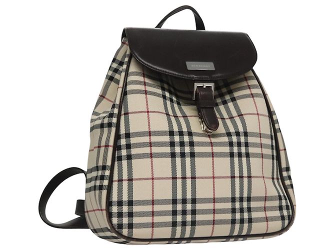 BURBERRY Nova Check Backpack Canvas Beige Brown Auth ep7277