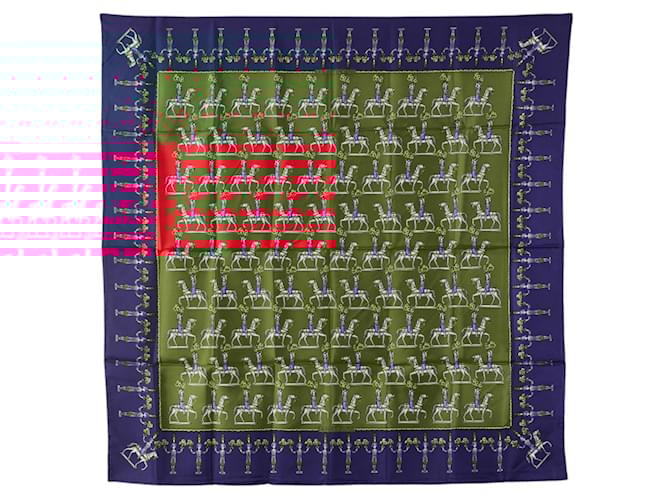 Hermès Hermes Carre 90 ARTIFICIERS Fireworks Scarf Red Multiple colors Navy blue Silk  ref.2007289
