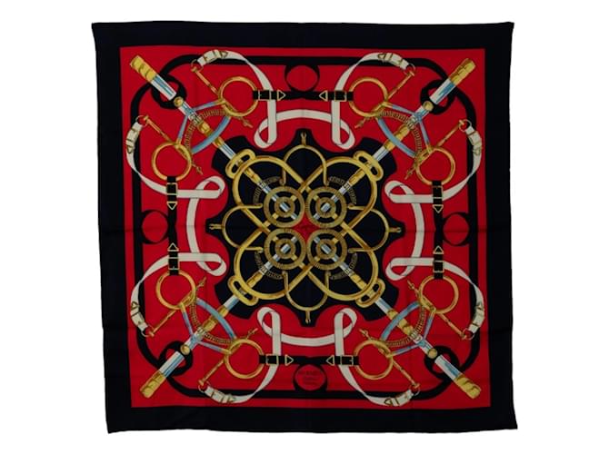 Hermès Hermes Carré 90 Eperon d'Or Golden Spur Scarf Multiple colors Navy blue Silk  ref.2007343