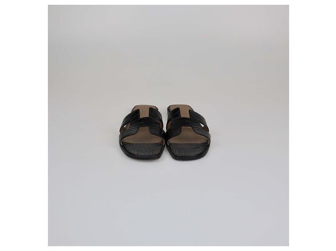 Oran Hermès HERMES Flats T.EU 38 Pelli esotiche Nero