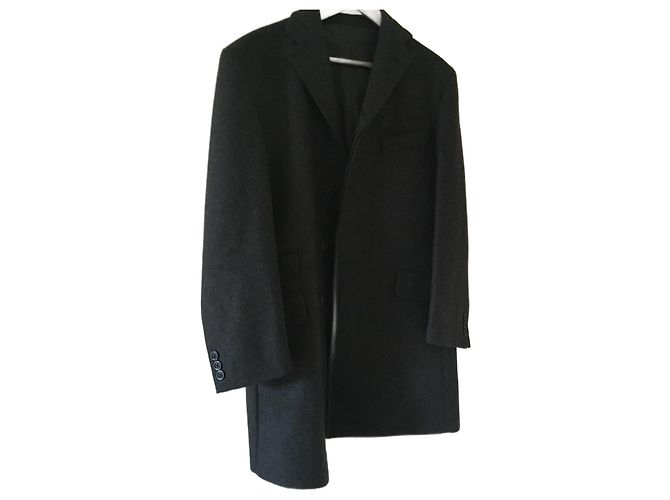 Dolce & Gabbana Wool Coat Anthracite Gray Black