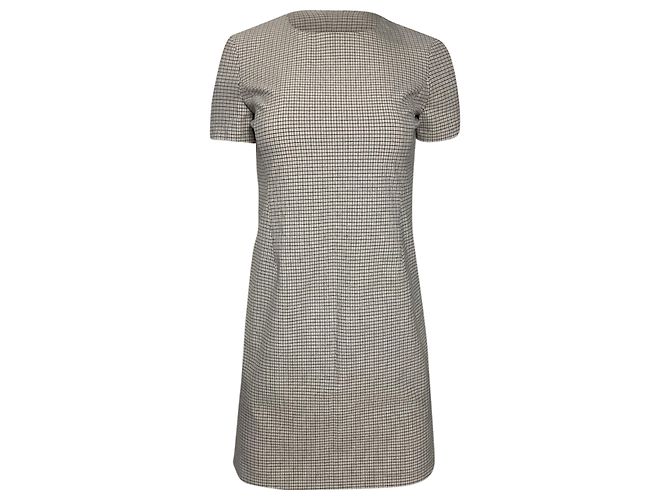 Theory Karo Mini Kleid aus beiger Viskose