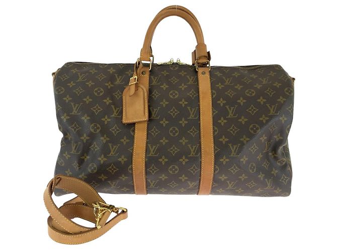 Louis Vuitton Monogram Keepall 50 Bandouliere Bag Brown