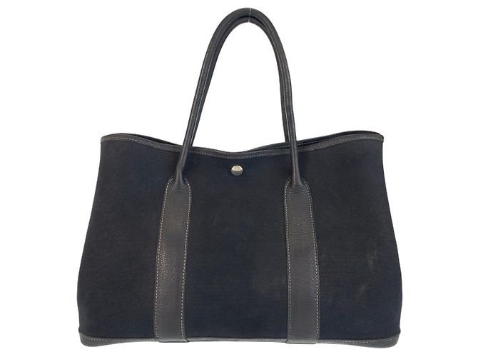 Hermès Hermes Garden Party PM Canvas-Leder Tote Schwarz