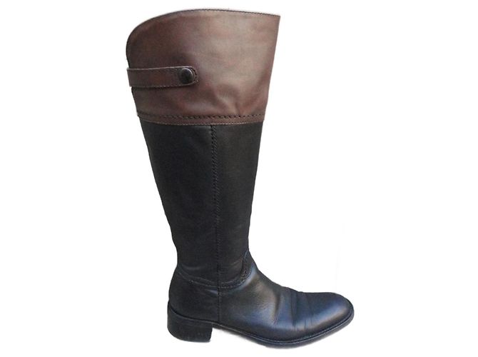 DMN Lederstiefel Schwarz Dunkelbraun
