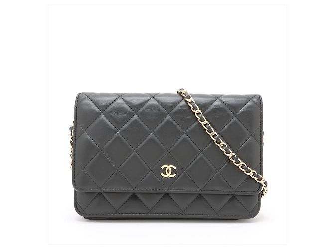 Chanel Black 2014 lambskin quilted Wallet on Chain