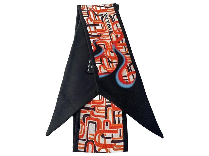 Prada Silk Scarf Reversible Multicolour Multiple colors
