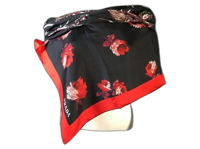 Prada Silk Scarf Abstract Pattern 90cm Multiple colors