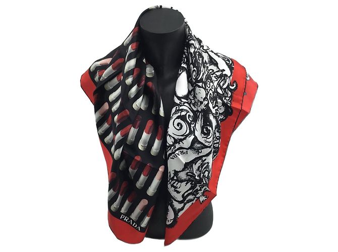 Prada Silk Scarf Abstract Pattern 90cm Multiple colors