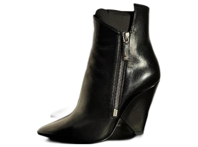 Saint Laurent Paris Niki Boots size 37.5 Black Silver hardware Leather  ref.2008182