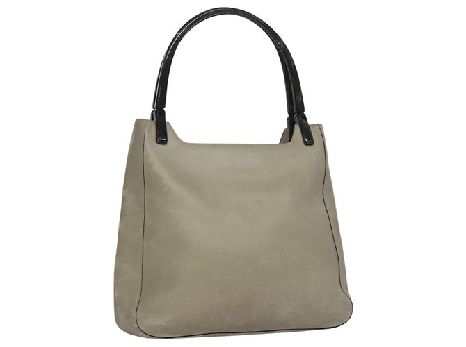 Borsa a spalla PRADA in pelle plastica grigia marrone scuro Auth bs21988