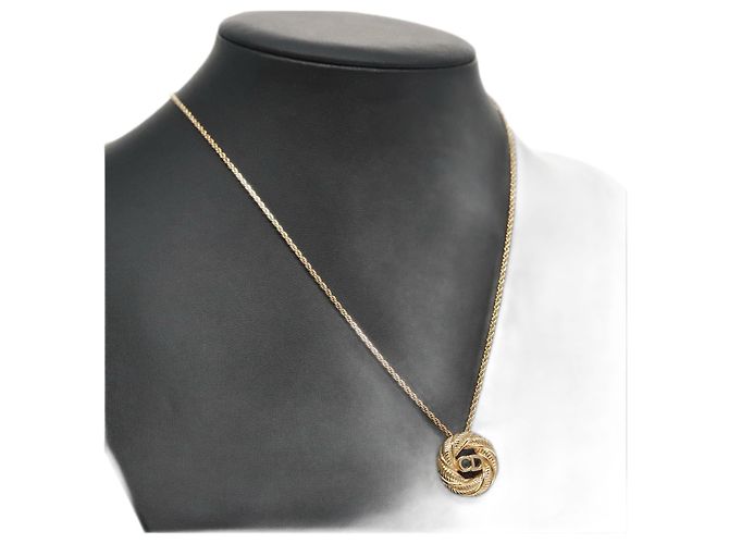 Christian Dior Necklace metal Gold Auth FF6330 Golden