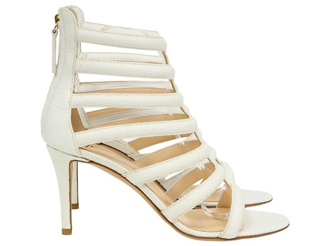 Sandali caged con cinturini Giuseppe Zanotti in pelle bianca Bianco Crudo