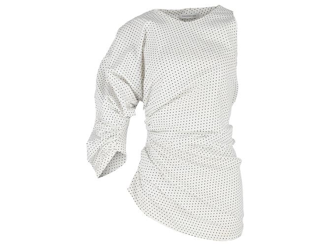 Autre Marque Blusa de una manga Polja con puntos fruncida en algodón blanco de Christopher Esber