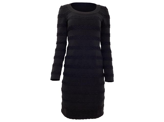 Alaïa Robe mini à manches longues Alaia en laine vierge noire
