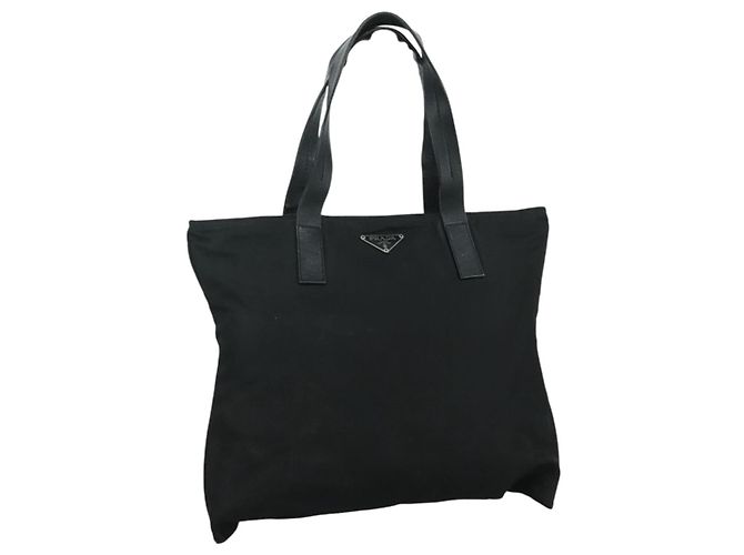 PRADA Bolsa Tote de Nylon Negra Auth yk16893 Negro