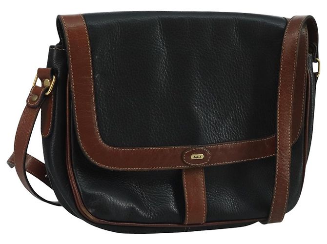 Sac à épaule BALLY en cuir noir Auth bs21629