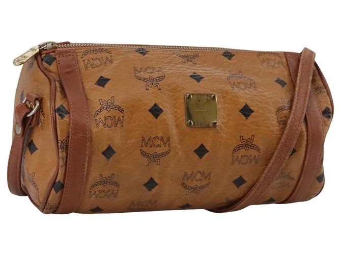 Bolsa de Ombro MCM Vicetos Logogram em Couro PVC Marrom Auth ki5337