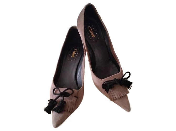 Chloé Suede Pumps Taupe Size 36 IT