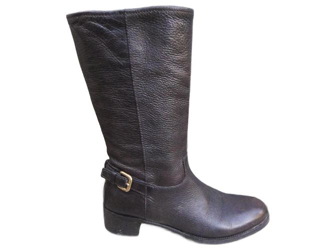 Prada leather boots dark brown