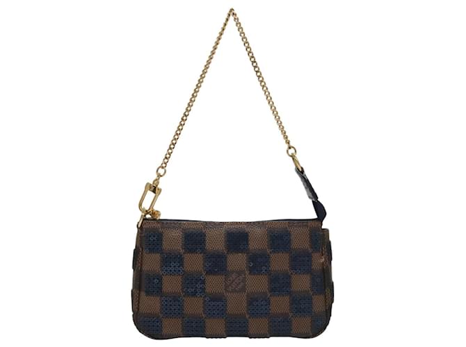 Mini Pochette Acessórios Louis Vuitton Marrom Lona  ref.2009499