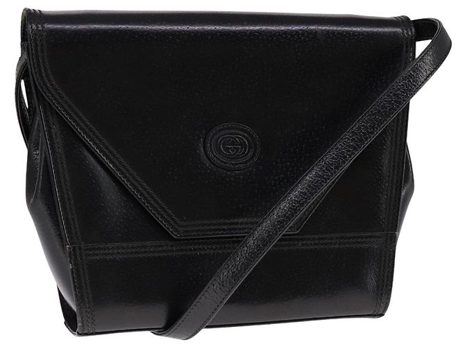 Bolsa de ombro de couro preto GUCCI Auth ep7207