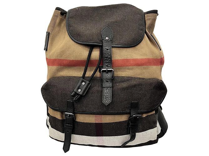 Sac à dos à carreaux Burberry Marron