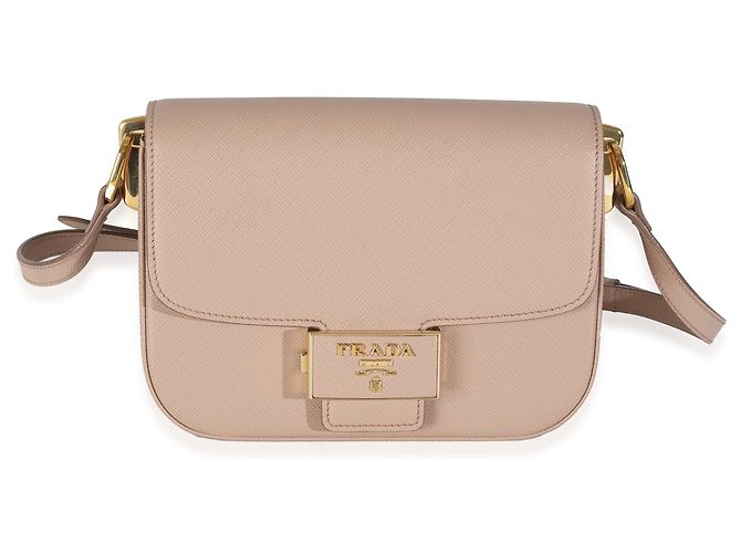 Prada Cipria Saffiano Lux Embleme Umhängetasche Pink Beige