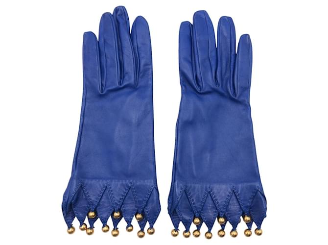 Hermès Hermes Blue Leather Gloves Women  ref.2010813