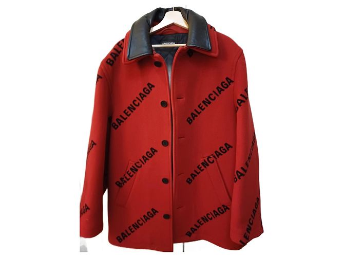Manteau Balenciaga tout en laine et cachemire Rouge