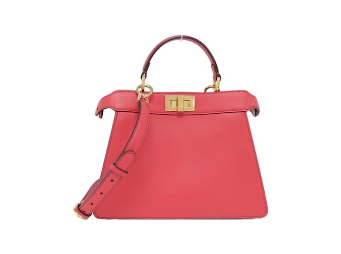 Fendi Peekaboo I See You Small Handbag Pink Red Leather  ref.2010933
