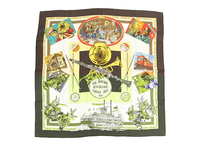 Foulard en soie Hermès Carré 90 Marron Multicolore  ref.2011672