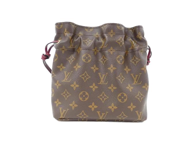 Noe Poche Posh Noé Monograma Louis Vuitton Marrom Fuschia Couro envernizado  ref.2011685